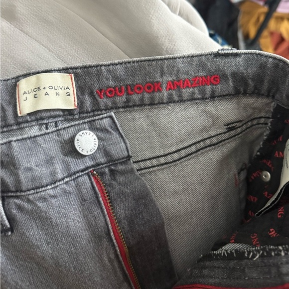 Alice + Olivia Amazing Distressed High Waist Raw Cuffed Boyfriend Jean - Picture 7 of 13